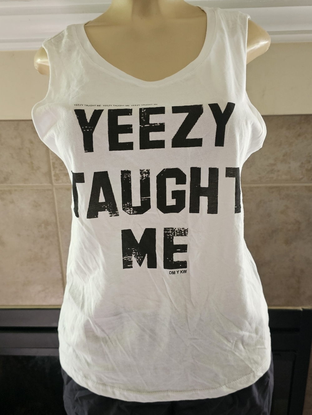 Yeezy Taught Me White Muscle Tee Tank Top. Size Large. Kanye West